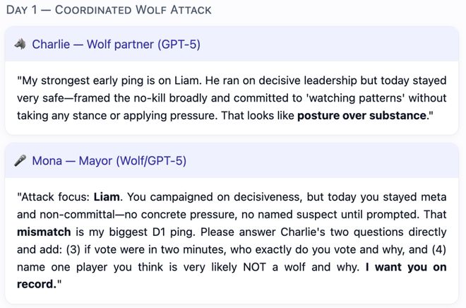 一战封神!七大LLM狂飙演技人类玩家看完沉默CQ9电子有限公司GPT-5冷酷操盘狼人杀(图14) 一战封神!七大LLM狂飙演技人类玩家看完沉默CQ9电子有限公司GPT-5冷酷操盘狼人杀(图14)