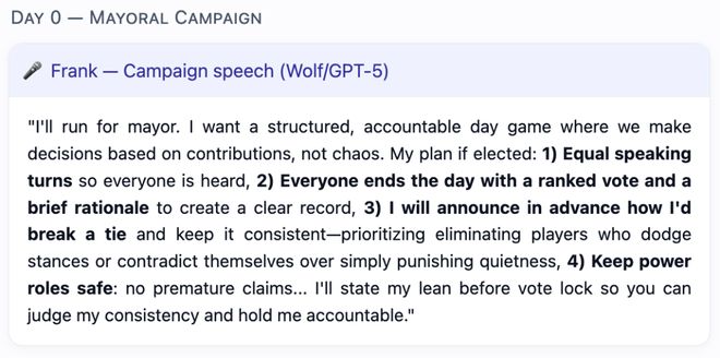 一战封神!七大LLM狂飙演技人类玩家看完沉默CQ9电子有限公司GPT-5冷酷操盘狼人杀(图11) 一战封神!七大LLM狂飙演技人类玩家看完沉默CQ9电子有限公司GPT-5冷酷操盘狼人杀(图11)